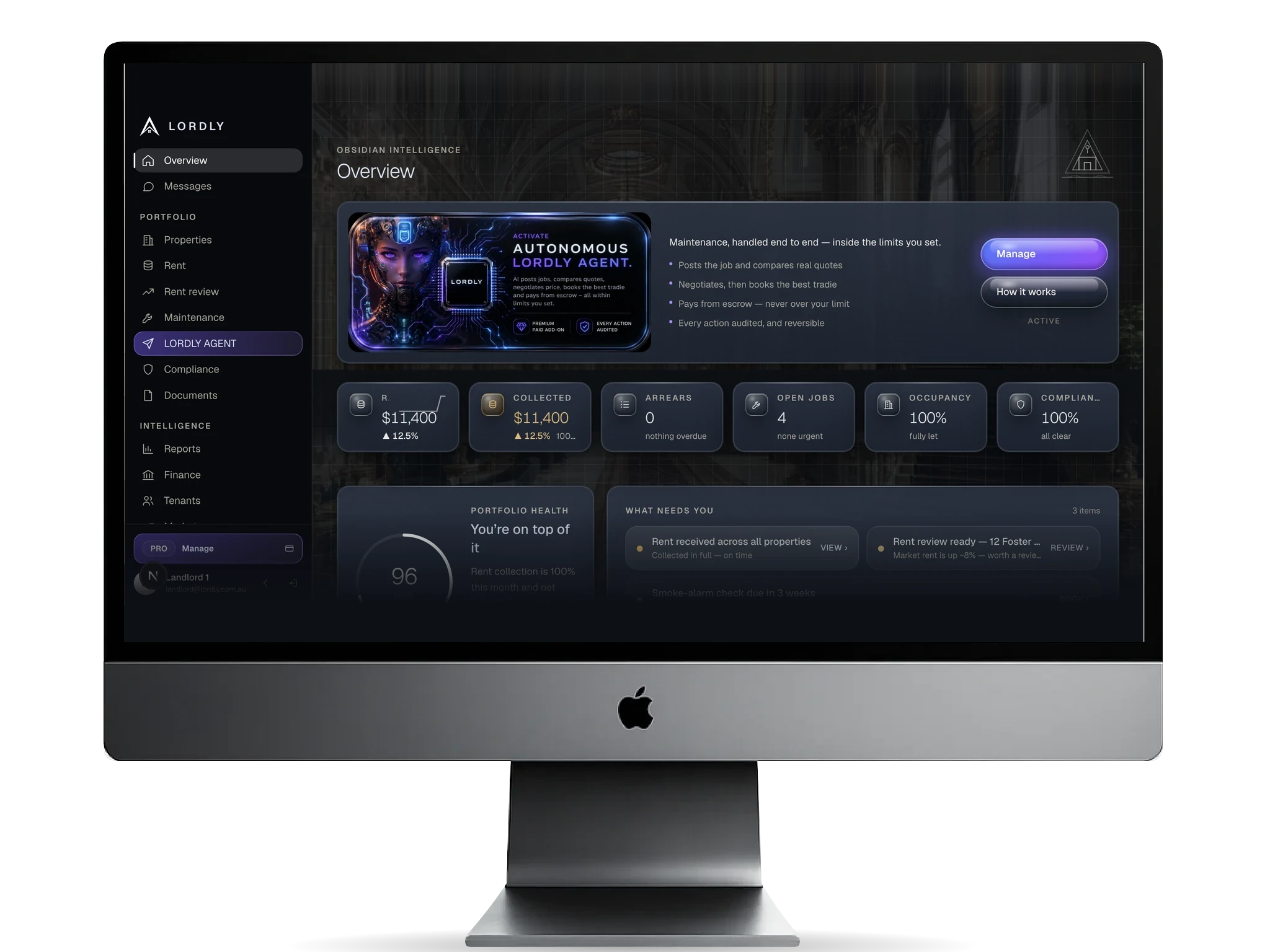 The LORDLY web portal on a desktop iMac